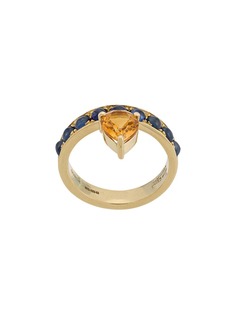Dubini золотое кольцо Theodora Tear с сапфиром и цитрином