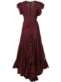 Giambattista Valli платье с V-образным вырезом и оборками