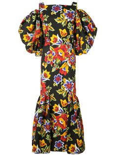 Carolina Herrera платье с открытыми плечами и цветочным принтом