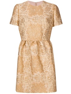 Valentino платье мини с эффектом металлик и цветочным узором
