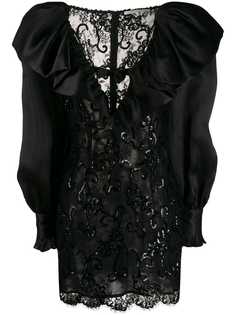 Alessandra Rich кружевное платье с вышивкой пайетками