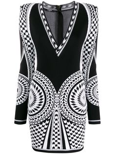 Balmain трикотажное платье с геометричным узором