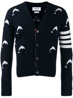 Thom Browne кардиган вязки интарсия с V-образным вырезом