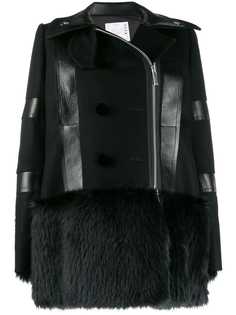 Sacai пальто с отделкой из искусственного меха