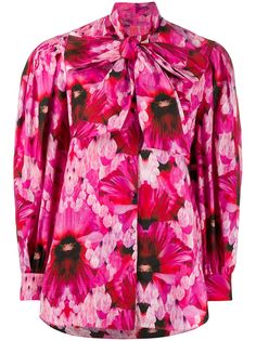 Alexander McQueen блузка с оборками и цветочным принтом
