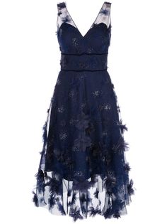 Marchesa Notte платье асимметричного кроя с цветочным принтом