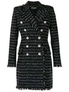 Balmain двубортное твидовое пальто