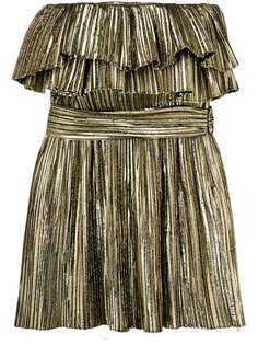 Saint Laurent metallic ruffle cocktail dress