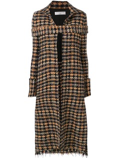 Victoria Beckham длинное твидовое пальто