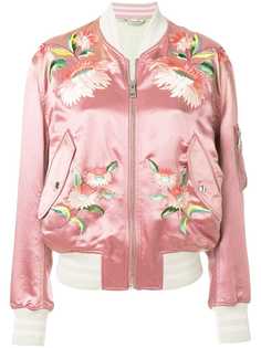 Gucci куртка-бомбер с цветочной вышивкой