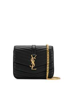Saint Laurent стеганая сумка на плечо с декором Monogram
