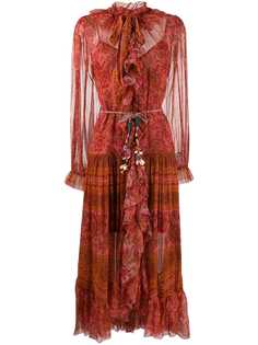 Zimmermann длинное платье Edie с оборками