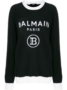 Balmain джемпер с логотипом вязки интарсия