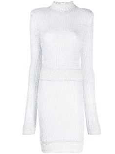 Balmain трикотажное платье с пайетками и искусственным жемчугом