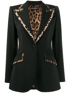 Dolce & Gabbana приталенный блейзер с леопардовыми вставками