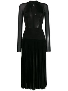 Victoria Beckham плиссированное платье миди с длинными рукавами