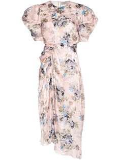 Preen By Thornton Bregazzi платье миди с пышными рукавами и цветочным принтом