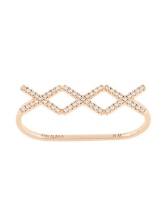 Alinka 18kt rose gold KATIA TRIO diamond two-finger ring