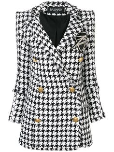 Balmain двубортное твидовое пальто