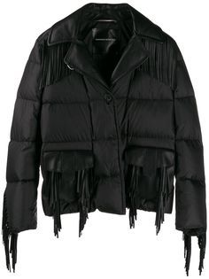 Ermanno Scervino leather fringe puffer jacket