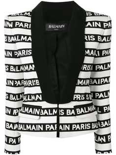 Balmain блейзер-смокинг в полоску с логотипом