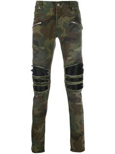 Balmain камуфляжные брюки кроя слим с прорезями