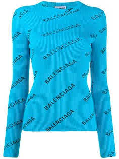 Balenciaga джемпер в рубчик с логотипом