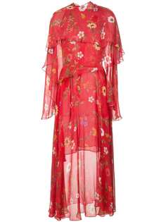 Oscar de la Renta шифоновое многослойное платье с цветочным принтом