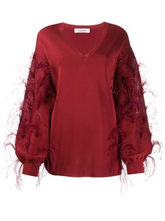 Valentino джемпер с V-образным вырезом и перьями