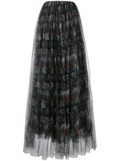 Brunello Cucinelli юбка макси из тюля с цветочным принтом