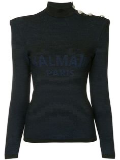 Balmain вязаный свитер с пуговицами на плече