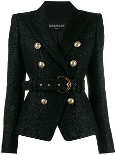 Balmain блейзер с поясом и блестками