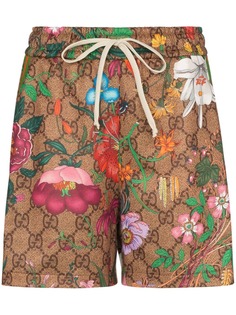 Gucci шорты с цветочным принтом и логотипом GG