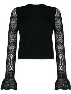 Alexander McQueen трикотажный топ с рукавами в технике кроше