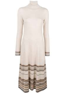 Agnona stripe detail flared knit dress