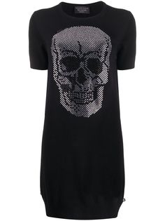 Philipp Plein трикотажное платье с декором Skull
