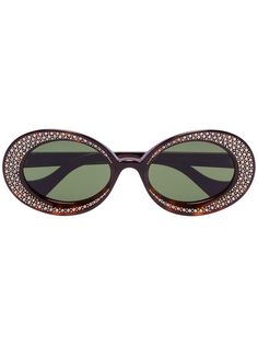 Gucci Eyewear солнцезащитные очки в овальной оправе с кристаллами