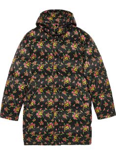 Gucci куртка-пуховик с цветочным принтом