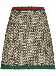 Gucci твидовая юбка мини с отделкой Web