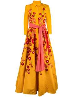 Carolina Herrera вечернее платье-рубашка с цветочной вышивкой