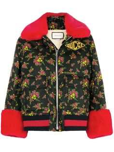 Gucci куртка-бомбер с цветочным принтом