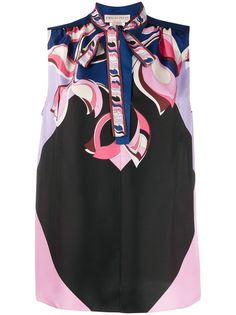 Emilio Pucci блузка с бантом и абстрактным принтом