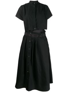 Sacai платье-рубашка миди асимметричного кроя