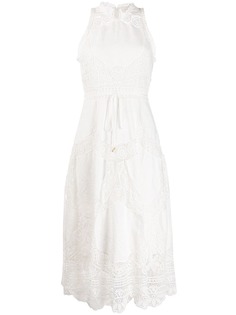 Zimmermann расклешенное платье с цветочной вышивкой