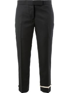 Thom Browne укороченные брюки с декором снизу на штанине