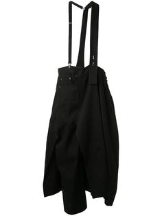 Yohji Yamamoto брюки асимметричного кроя с подтяжками