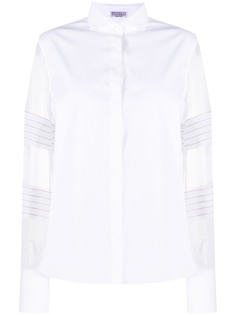 Brunello Cucinelli рубашка с косым воротником и полупрозрачными рукавами