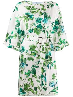 Blumarine платье с поясом и цветочным принтом