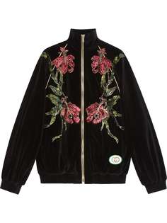 Gucci куртка из шенилла с цветочными нашивками
