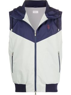 Brunello Cucinelli жилет в стиле колор-блок с капюшоном